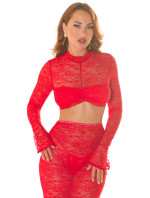 Sexy Koucla cropped longlseeve top with lace