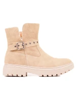 Praktické hnědé kotníčkové boty dámské na plochém podpatku Praktické hnědé kotníčkové boty dámské na plochém podpatku