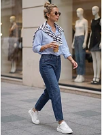 Dámské džíny Mom Fit s elastickým pasem, modré, FashionStreet UY3102