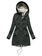 Dámská zimní bunda parka v army barvě s kožešinovou podšívkou a s kapucí model 21242006 - Libland