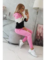 Barevná pruhovaná souprava světle růžová+ecru