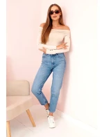 Dámská halenka s dlouhým rukávem a odhalenými rameny béžový Dámská halenka s dlouhým rukávem a odhalenými rameny béžový