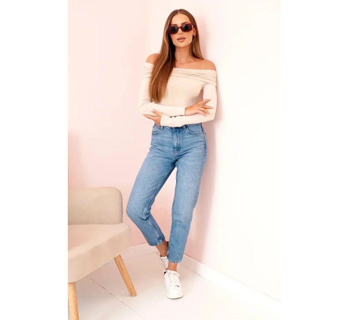 Dámská halenka s dlouhým rukávem a odhalenými rameny béžový Dámská halenka s dlouhým rukávem a odhalenými rameny béžový