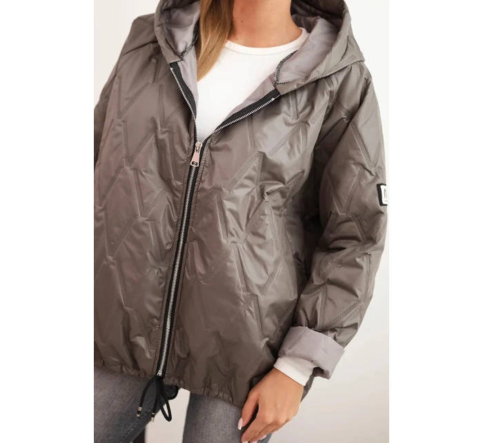 Dámská prošívaná bunda s kapucí cappuccino