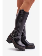 Kožené dámské holínky nad kolena černé Lewski model 21672823 - Boto