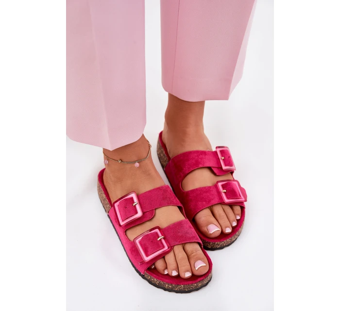 Dámské sandály s prvky na korkové podrážce fuchsie model 21688487 - Boto Dámské sandály s prvky na korkové podrážce fuchsie model 21688487 - Boto