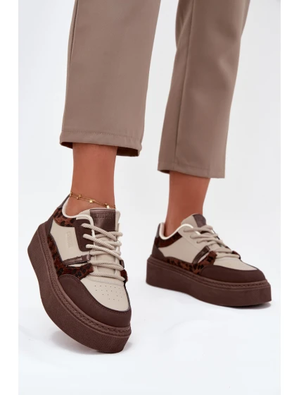 Dámské sneakersy na platformě Big Star SS274356 leopardí hnědo-bežové Dámské sneakersy na platformě Big Star SS274356 leopardí hnědo-bežové