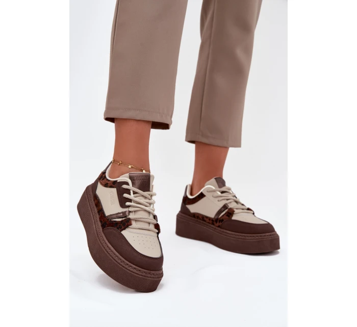 Dámské sneakersy na platformě Big Star SS274356 leopardí hnědo-bežové Dámské sneakersy na platformě Big Star SS274356 leopardí hnědo-bežové