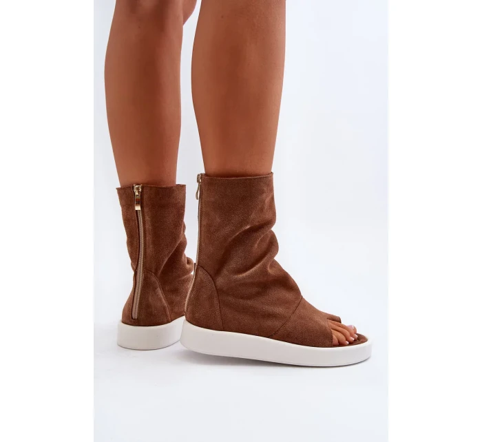 Zazoo 3441 Dámské semišové sandály s hnědým svrškem Zazoo 3441 Dámské semišové sandály s hnědým svrškem