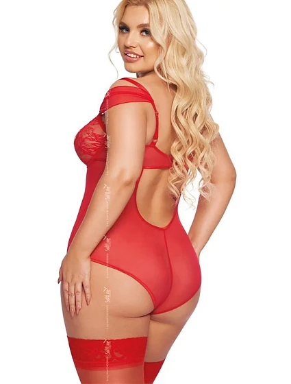 Dámské sexy body plus size  Červená  model 20978727 - SoftLine