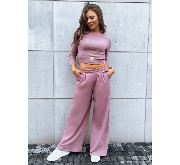 Dámský komplet širokých kalhot a crop topu ASTRAL ALLURE fialový FashionStreet AY0907