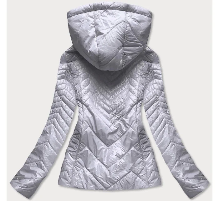 Krátká šedá prošívaná dámská bunda s kapucí model 14764916 - S'WEST
