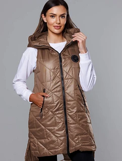 Tmavě béžová dámská prošívaná vesta model 19586914 - S'WEST