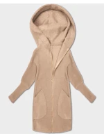 Světle béžová bunda přehoz přes oblečení typu alpaka s kapucí model 21479148 - MADE IN ITALY