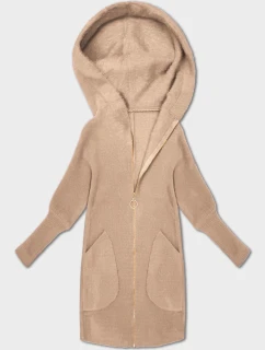 Světle béžová bunda přehoz přes oblečení typu alpaka s kapucí model 21479148 - MADE IN ITALY