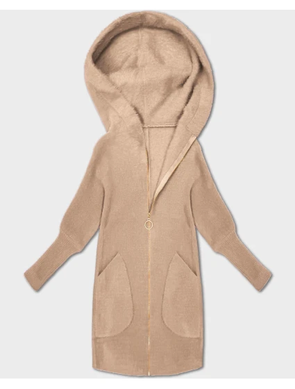Světle béžová bunda přehoz přes oblečení typu alpaka s kapucí model 21479148 - MADE IN ITALY