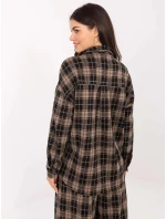 Tmavě béžová dámská flanelová károvaná košile (21638) Tmavě béžová dámská flanelová károvaná košile (21638)