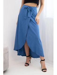 Dámská bavlněná maxi zavinovací sukně s vázáním džínová