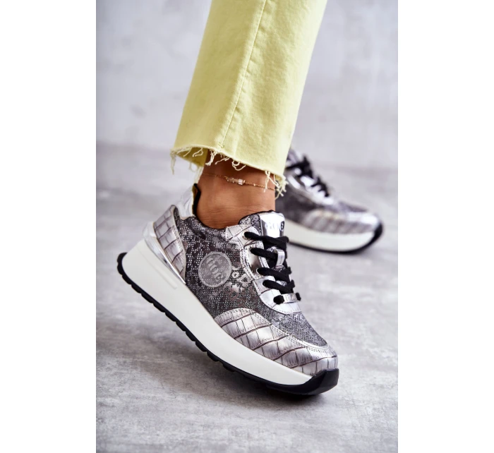 Dámská sportovní obuv na klínku GOE KK2N4083 stříbrne Dámská sportovní obuv na klínku GOE KK2N4083 stříbrne