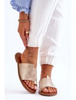 Dámské kožené žabky Světle zlatá model 21613209 - EVENTO Dámské kožené žabky Světle zlatá model 21613209 - EVENTO