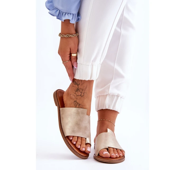 Dámské kožené žabky Světle zlatá model 21613209 - EVENTO Dámské kožené žabky Světle zlatá model 21613209 - EVENTO