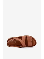Kožené dámské sandály na platformě model 22208623 Camel - Maciejka Kožené dámské sandály na platformě model 22208623 Camel - Maciejka
