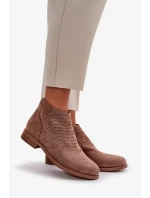 Dámské Kotníkové Boty Na Plochém Podpatku Ažurové Hnědé S.Barski Dámské Kotníkové Boty Na Plochém Podpatku Ažurové Hnědé S.Barski
