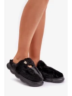 Futrzane Pantofle S Malou Broží Černé Primaria Futrzane Pantofle S Malou Broží Černé Primaria