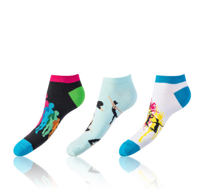 Zábavné nízké crazy ponožky unisex v setu 3 páry CRAZY IN-SHOE SOCKS 3x - BELLINDA - modrá