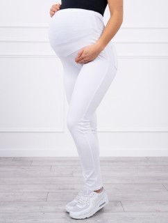 Bílé bavlněné těhotenské kalhoty
