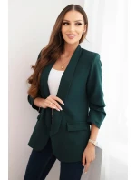 Dámská sako bez zapínání s podšívkou S/M tmavě zelená