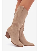 Kožené kovbojské kozačky na podpatku Khaki Hartley Kožené kovbojské kozačky na podpatku Khaki Hartley