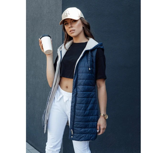 Dámská prošívaná vesta s kapucí MELANI navy blue FashionStreet TY4519
