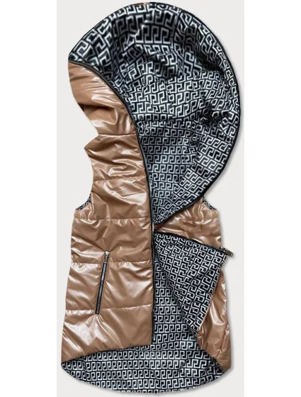 Světle hnědá dámská rozšířená oboustranná vesta (B8006-46) Světle hnědá dámská rozšířená oboustranná vesta (B8006-46)