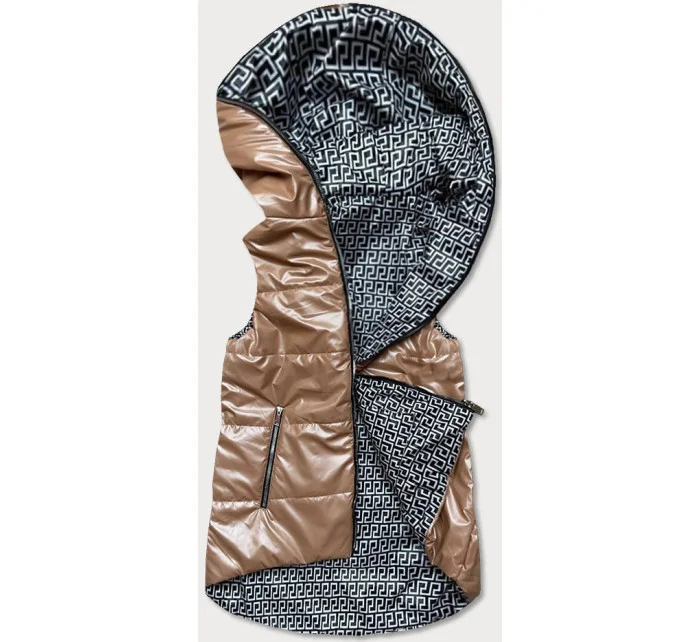 Světle hnědá dámská rozšířená oboustranná vesta (B8006-46) Světle hnědá dámská rozšířená oboustranná vesta (B8006-46)