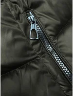 Khaki-béžová dámská oboustranná zimní bunda s kapucí (B8203-11046)