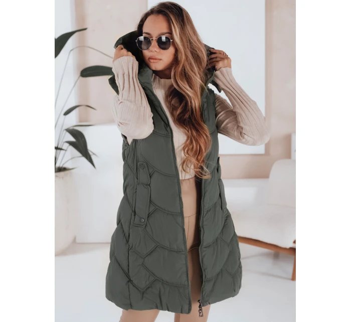 Dámská zateplená prošívaná zelená vesta Dstreet model 21991360 - FashionStreet Dámská zateplená prošívaná zelená vesta Dstreet model 21991360 - FashionStreet