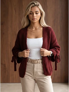 Kardigan damski oversize bez bordowy model 22371843 - FashionStreet