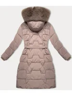 Béžová dámská bunda pro přechodné období s páskem model 21248446 - J.STYLE