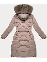 Béžová dámská bunda pro přechodné období s páskem model 21248446 - J.STYLE Béžová dámská bunda pro přechodné období s páskem model 21248446 - J.STYLE