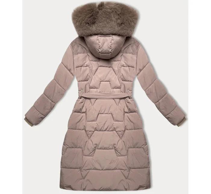 Béžová dámská bunda pro přechodné období s páskem model 21248446 - J.STYLE