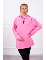 Světle růžová tunika na zip s kapucí Oversize