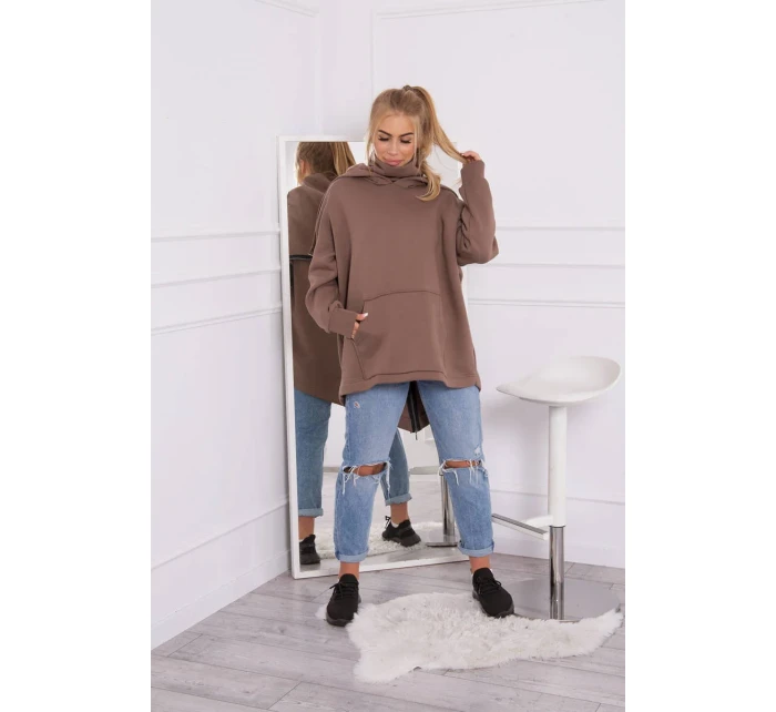 Zateplená mikina se zipem na zádech mocca