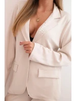 Komplet dámský s viskózou s ozdobami a elastickými kalhotami béžový Komplet dámský s viskózou s ozdobami a elastickými kalhotami béžový