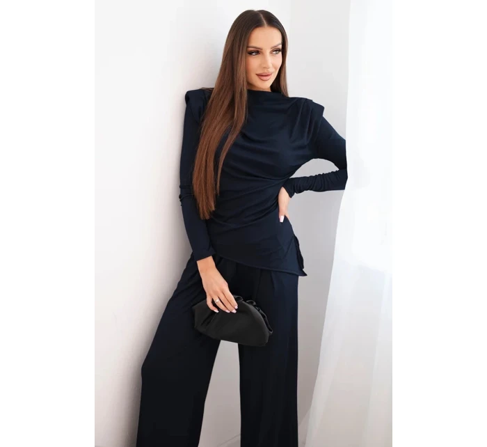 Dámský bavlněný komplet s a kalhotami s širokými nohavicemi model 21731206 - K-Fashion Dámský bavlněný komplet s a kalhotami s širokými nohavicemi model 21731206 - K-Fashion