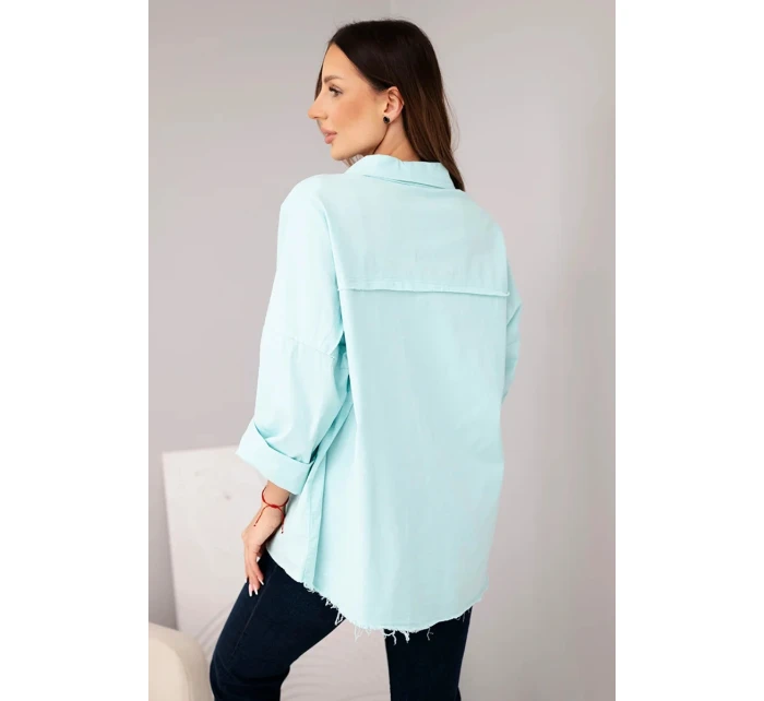 Dámská bavlněná košile s kapsami mátová