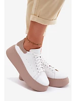 Kožené dámské tenisky na platformě Zazoo N408S2 bílé