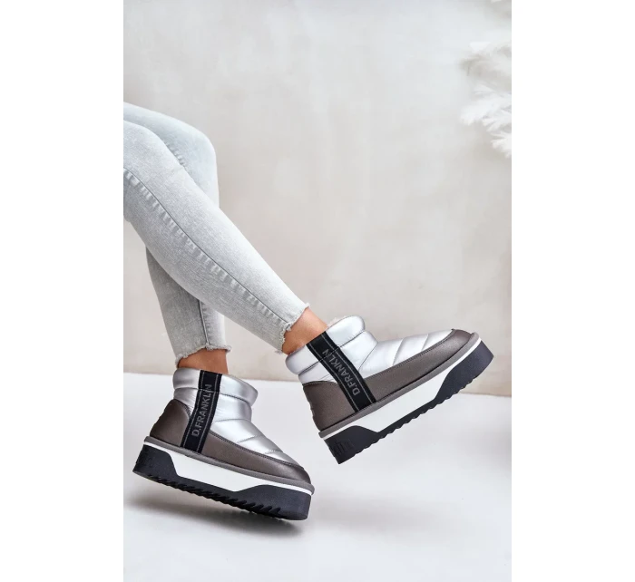 Nízké sněhule na silné podrážce D.Franklin Stříbrné Nízké sněhule na silné podrážce D.Franklin Stříbrné