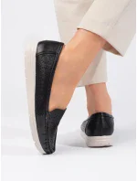 Exkluzívní dámské černé mokasíny bez podpatku Exkluzívní dámské černé mokasíny bez podpatku