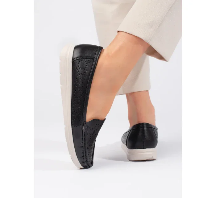 Exkluzívní dámské černé mokasíny bez podpatku Exkluzívní dámské černé mokasíny bez podpatku